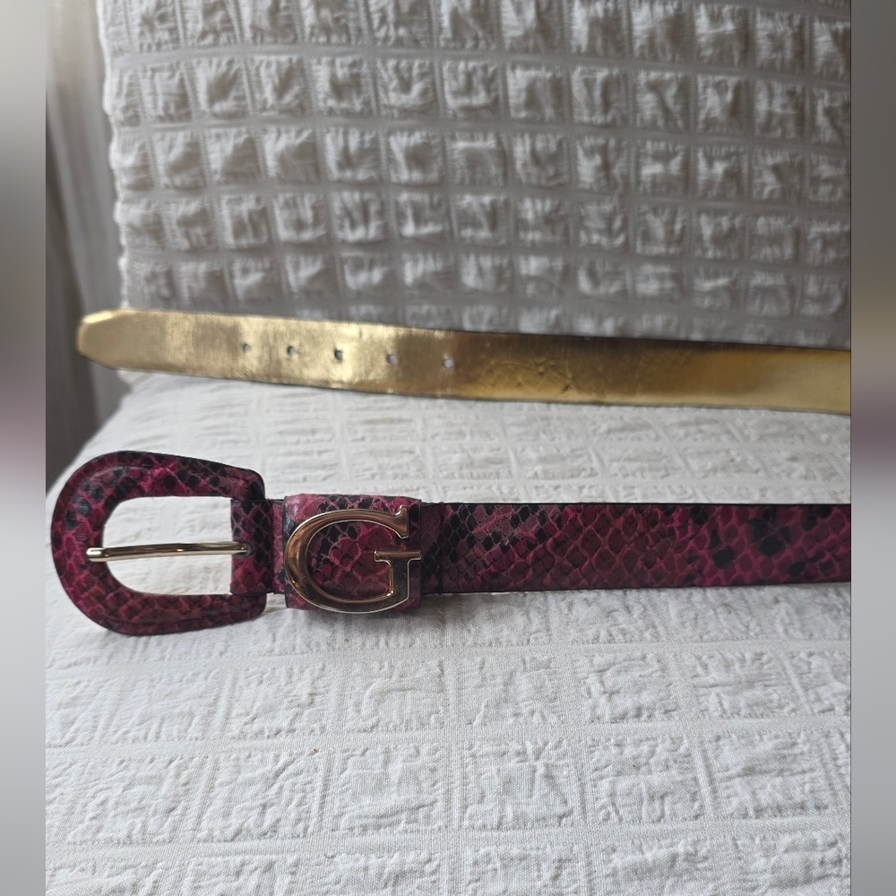 Guess Fuchsia Snake Print Belt